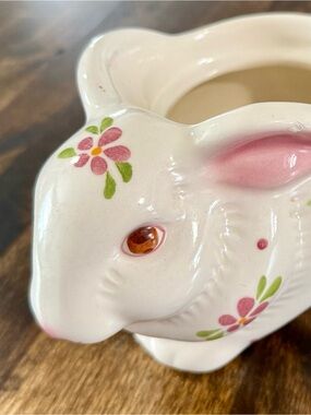 Vintage Avon Hand-painted Rabbit Planter Candle Holder, Floral